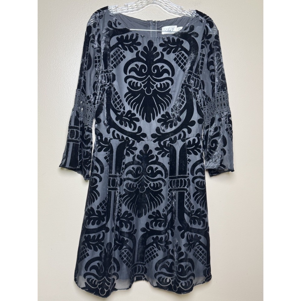 Eliza J Black Velvet Fit and Flare Dress Size 8